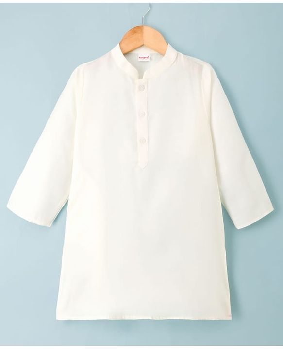 Babyhug Cotton Blend Woven Solid Kurta Pyjama Set With  Embroidered & Sequinned  Jacket - OffWhite