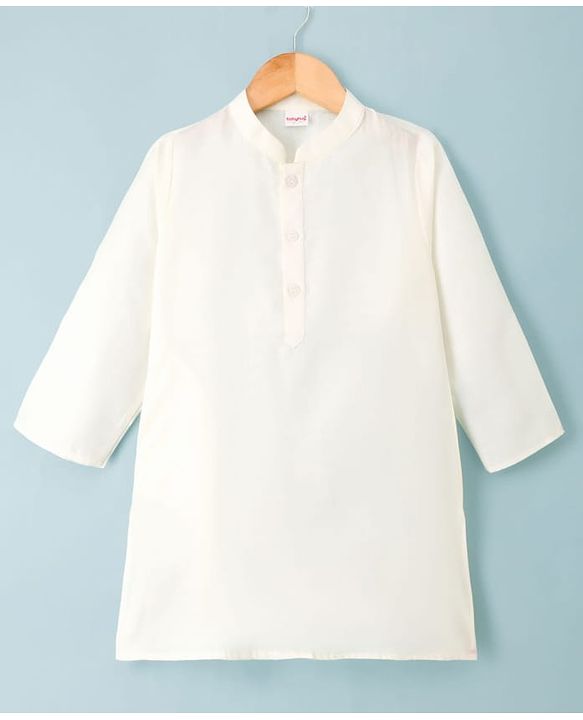 Babyhug Cotton Blend Woven Full Sleeves Solid Kurta Pyjama Set With Floral Embroidered & Sequinned Jacket- OffWhite