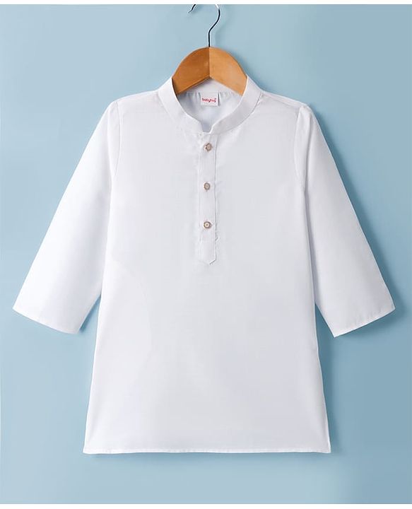 Babyhug Cotton Blend Woven Full Sleeves Kurta Pyjama Set With Embroidered Nehru Jacket - Off White