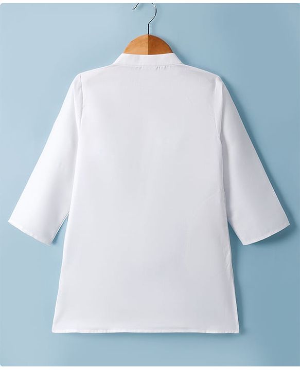 Babyhug Cotton Blend Woven Full Sleeves Kurta Pyjama Set With Embroidered Nehru Jacket - Off White