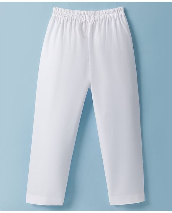 Babyhug Cotton Blend Woven Full Sleeves Kurta Pyjama Set With Embroidered Nehru Jacket - Off White