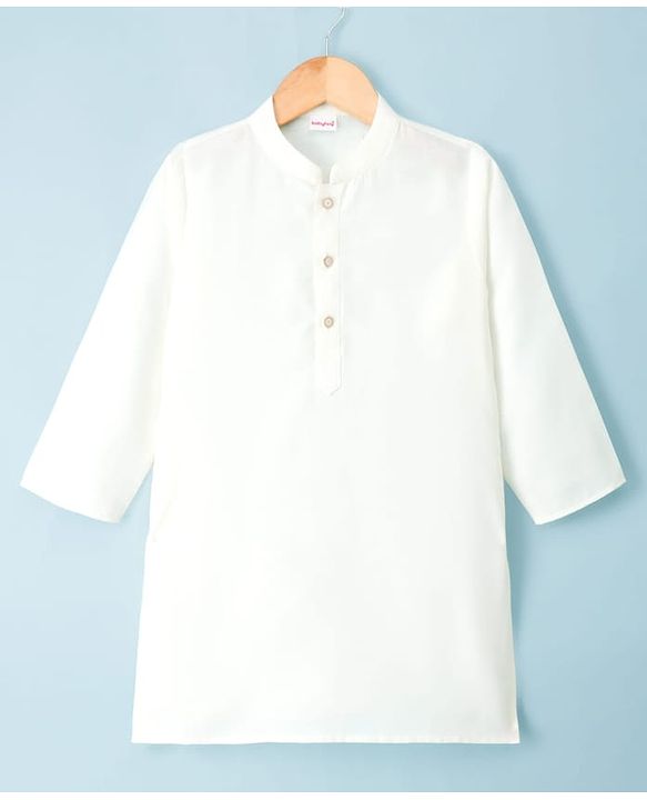 Babyhug Cotton Blend Woven Full Sleeves Solid Kurta Pyjama Set With Embroidered & Sequinned Jacket - OffWhite