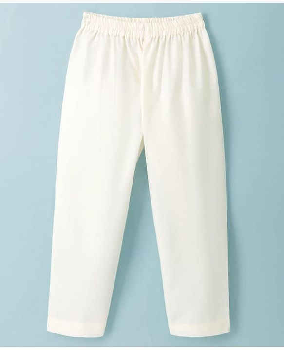 Babyhug Cotton Blend Woven Full Sleeves Solid Kurta Pyjama Set With Embroidered & Sequinned Jacket - OffWhite