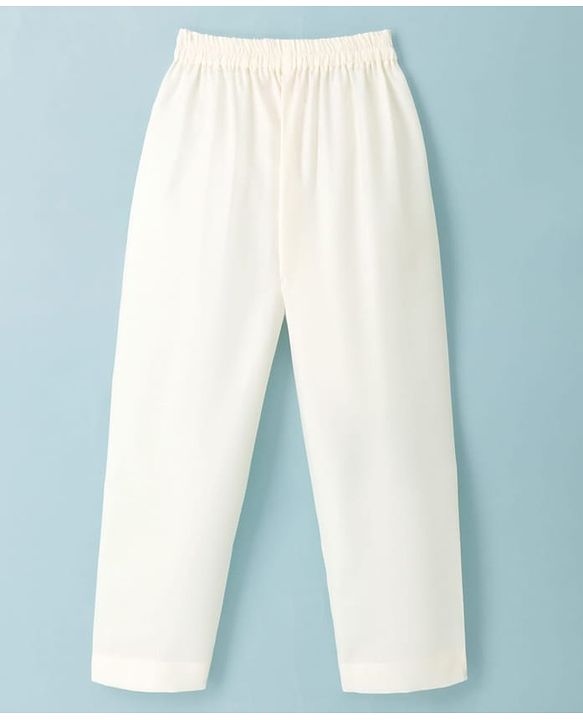Babyhug Cotton Blend Woven Full Sleeves Solid Kurta Pyjama Set With Embroidered & Sequinned Jacket - OffWhite