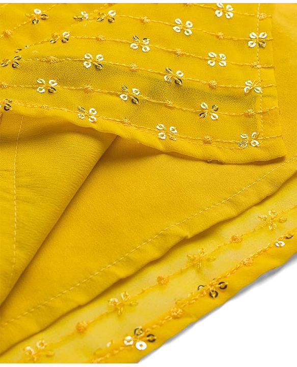Babyhug Cotton Blend Woven Full Sleeves Kurta Pyjama Set With Sequin Detailing - Yellow