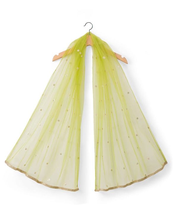 Babyhug Woven Sleeveless Kurti Palazzo Set with Dupatta & Sequin Detailing - Green