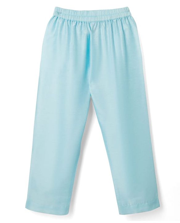 Babyhug Cotton Blend Woven Full Sleeves Kurta Pyjama With Embroidered Nehru Jacket - Light Blue