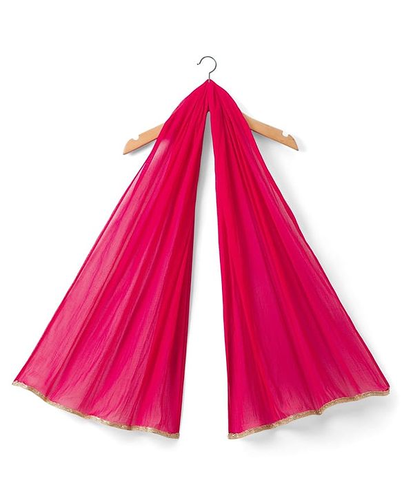 Babyhug Cotton Blend Woven Sleeveless Kurti Gharara Set with Dupatta & Floral Embroidery - Fuchsia