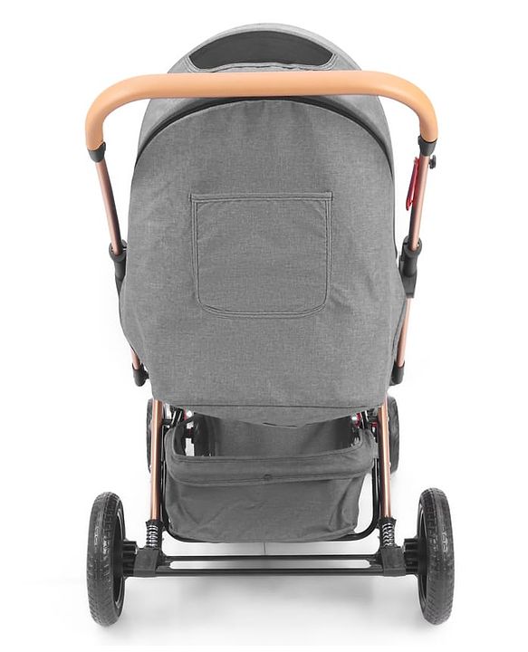 Babyhug Landscape Stroller with Reversible Handle Grey| Multi-Recline Backrest| UV Protection Canopy| 5-Point Harness| All-Wheel Suspension| Swivel Wheels| Trolley-Style Pull Handle| Linked Brake
