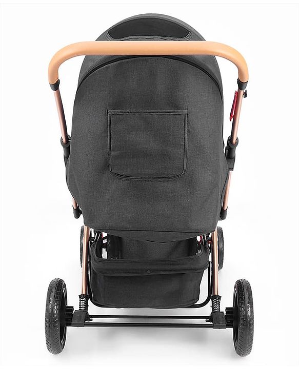 Babyhug Landscape Stroller with Reversible Handle Grey| Multi-Recline Backrest| UV Protection Canopy| 5-Point Harness| All-Wheel Suspension| Swivel Wheels| Trolley-Style Pull Handle| Linked Brake