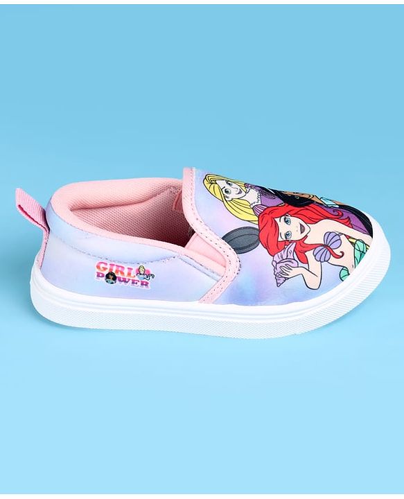 Pine Kids Disney Slip On Casual Shoes With Disney Princesses Print - Lavender