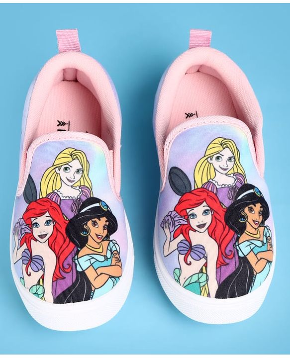 Pine Kids Disney Slip On Casual Shoes With Disney Princesses Print - Lavender