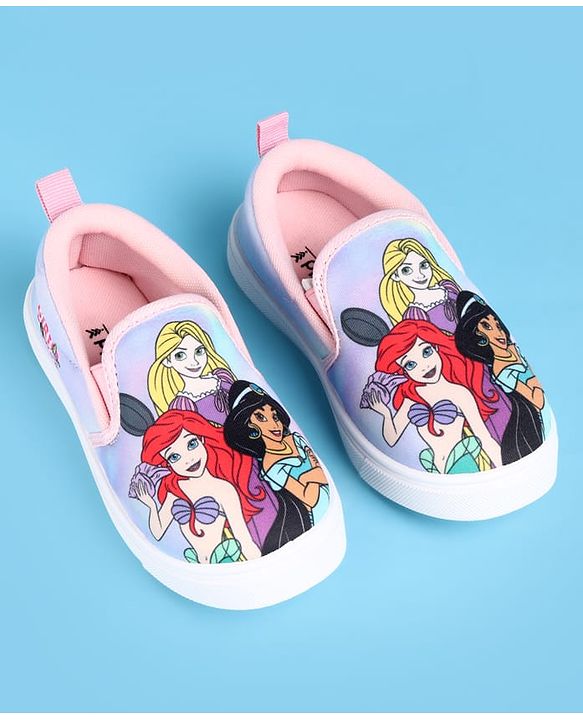 Pine Kids Disney Slip On Casual Shoes With Disney Princesses Print - Lavender
