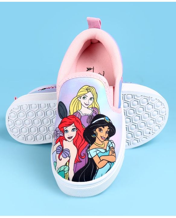 Pine Kids Disney Slip On Casual Shoes With Disney Princesses Print - Lavender