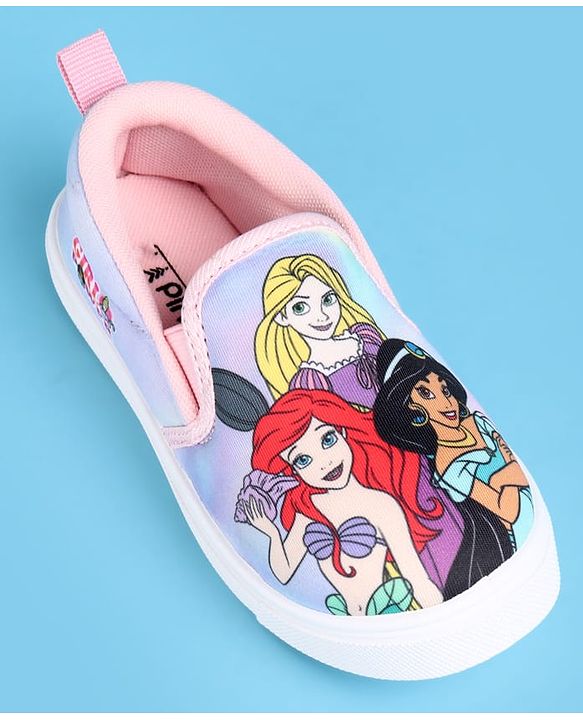 Pine Kids Disney Slip On Casual Shoes With Disney Princesses Print - Lavender