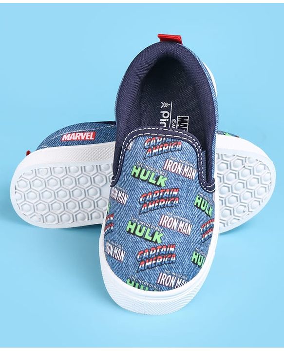 Pine Kids Marvel Slip On Casual Shoes With Avengers Graphics - Blue