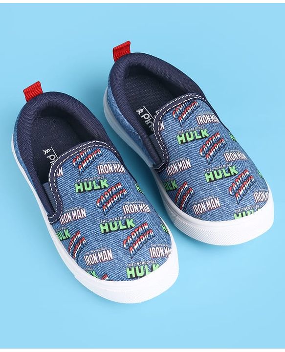 Pine Kids Marvel Slip On Casual Shoes With Avengers Graphics - Blue