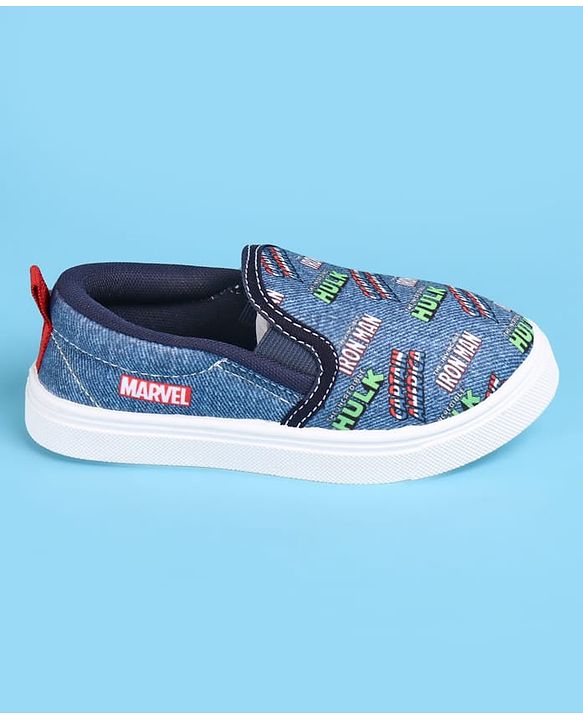 Pine Kids Marvel Slip On Casual Shoes With Avengers Graphics - Blue