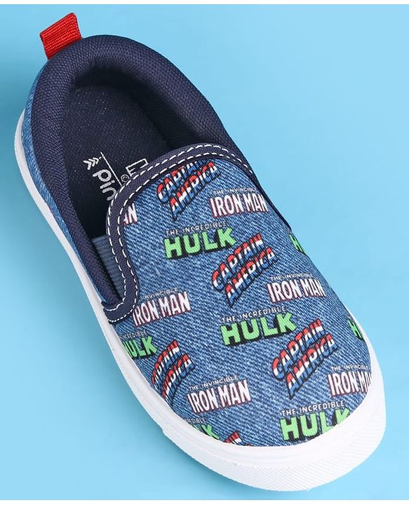 Pine Kids Marvel Slip On Casual Shoes With Avengers Graphics - Blue