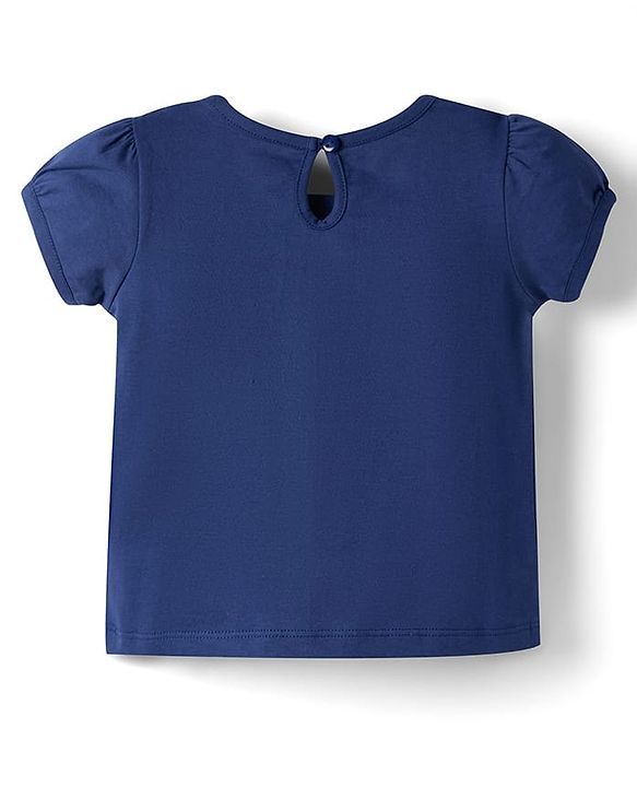 Babyhug Cotton Knit Half Sleeves T-Shirt with Text Print - Navy Blue