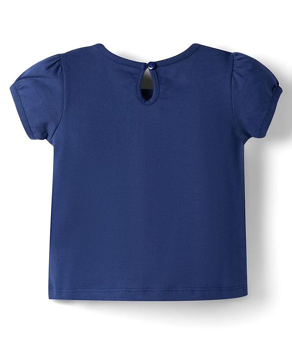 Babyhug Cotton Knit Half Sleeves T-Shirt with Text Print - Navy Blue