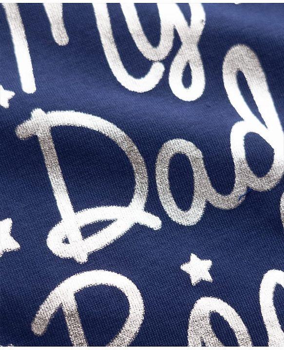Babyhug Cotton Knit Half Sleeves T-Shirt with Text Print - Navy Blue