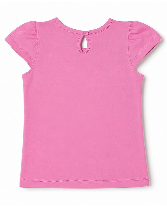 Babyhug Cotton Knit Half sleeves T-Shirt with Animal & Berry Print - Pink