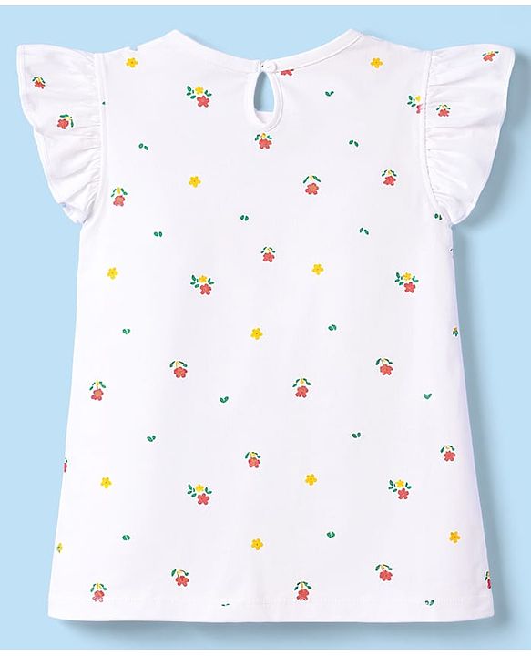 Babyhug Cotton Knit Half Sleeves T-Shirt With Floral & Text Print - Multicolor