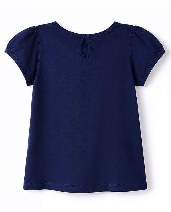 Babyhug Cotton Knit Half Sleeves T-Shirt with Butterfly Print - Navy Blue