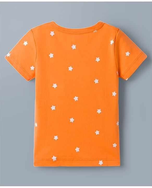 Babyhug 100% Cotton Interlock Knit Half Sleeves Stripes Jhablas with Star & Bear Print Pack of 3- Orange & Sky