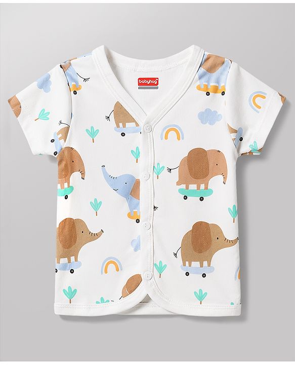 Babyhug 100% Cotton Half Sleeves Jhablas With Animal Print Pack of 3 - Multicolor