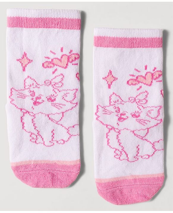 Cute Walk by Babyhug Disney Knit Ankle Length Antibacterial Socks with Marie Design Pack of 3 - Multicolor