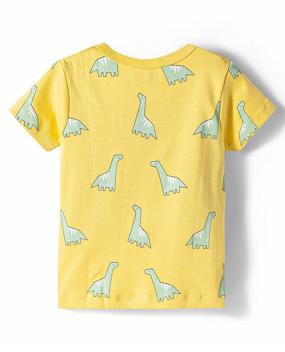 Babyhug 100% Cotton Knit Half Sleeves Dino & Elephant Printed Jhablas Pack Of 3 - Multicolor