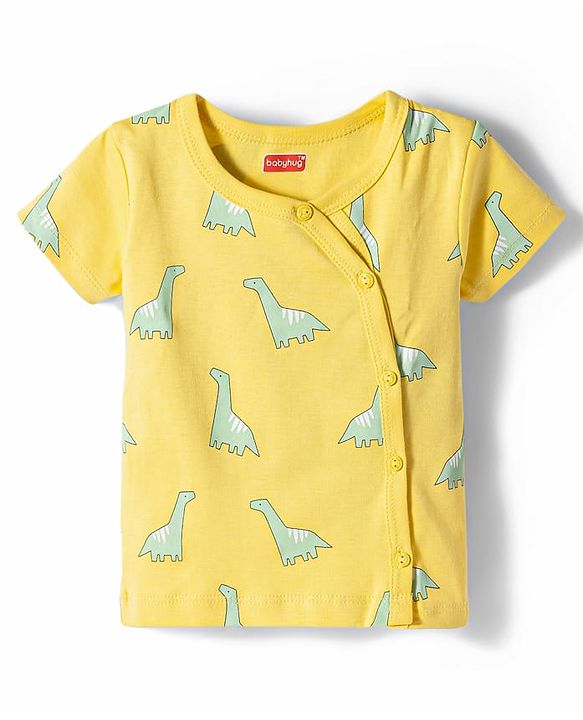 Babyhug 100% Cotton Knit Half Sleeves Dino & Elephant Printed Jhablas Pack Of 3 - Multicolor