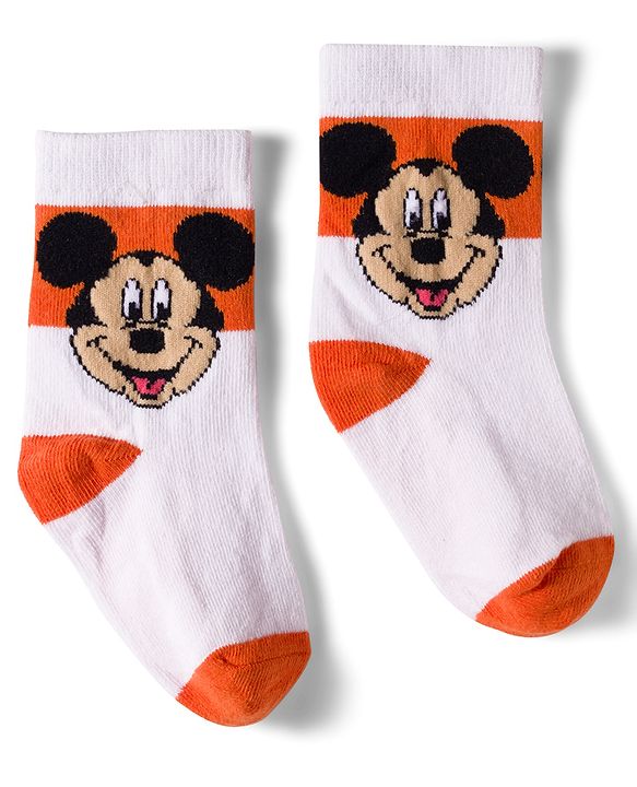 Cute Walk by Babyhug Disney  Non Terry Knit Anti-Bacterial Anklet Length Socks with Mickey Mouse Graphic Pack of 3 - White