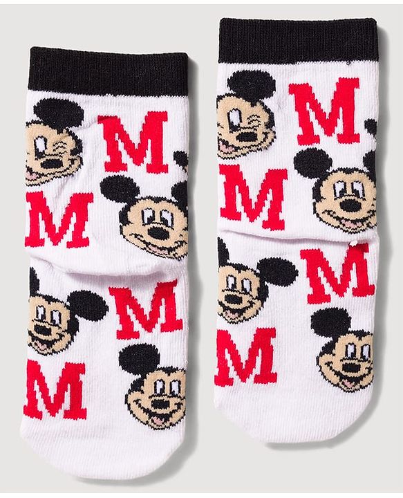 Cute Walk by Babyhug Disney Knit Ankle Length Antibacterial Socks with Mickey Mouse Design Pack of 3 - Multicolor