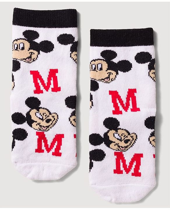 Cute Walk by Babyhug Disney Knit Ankle Length Antibacterial Socks with Mickey Mouse Design Pack of 3 - Multicolor