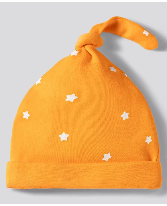 Babyhug 100% Cotton Knit Striped & Star Printed Caps Pack of 2 Multicolor - Diameter 17 cm