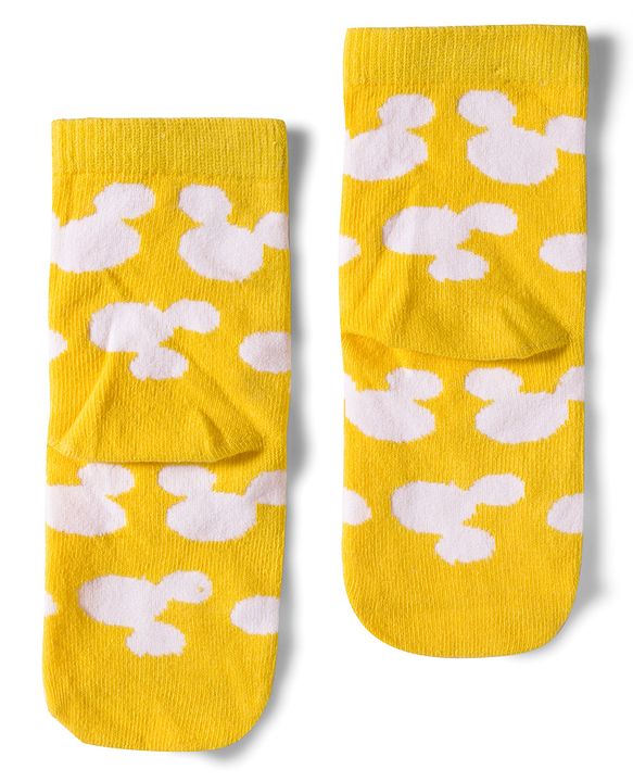 Cute Walk by Babyhug Disney Non Terry Knit Anti-Bacterial Ankle Length Socks with Mickey Mouse Graphic Pack of 3 - Red & Yellow