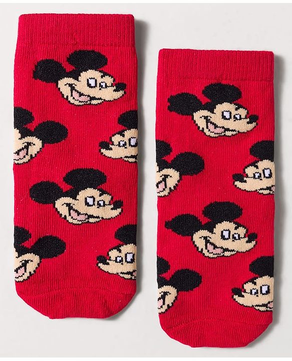 Cute Walk by Babyhug Disney Knit Ankle Length Antibacterial Socks with Mickey Mouse Design Pack of 3 - Multicolor