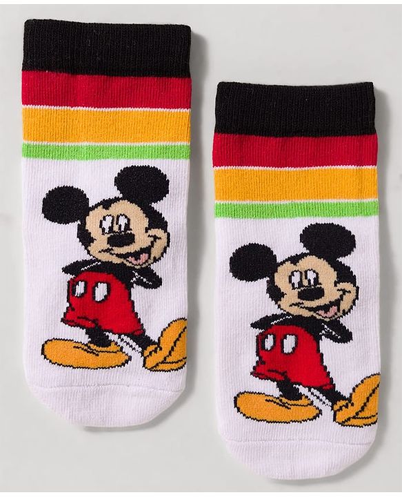 Cute Walk by Babyhug Disney Knit Ankle Length Antibacterial Socks with Mickey Mouse Design Pack of 3 - Multicolor