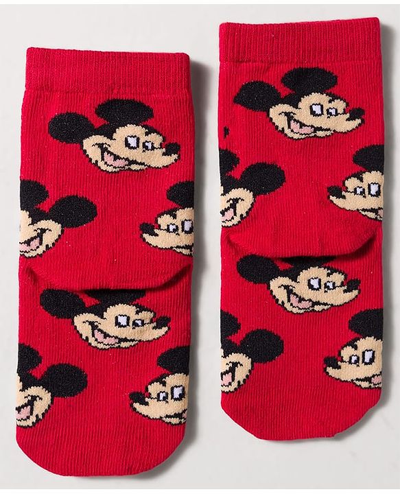 Cute Walk by Babyhug Disney Knit Ankle Length Antibacterial Socks with Mickey Mouse Design Pack of 3 - Multicolor