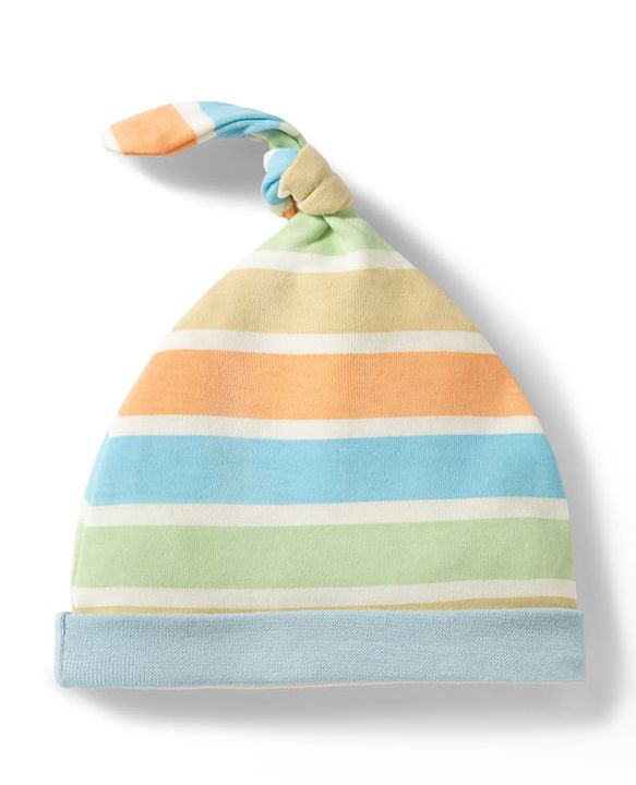 Babyhug 100% Cotton Knit Striped & Animal Printed Caps Pack of 2 Multicolor - Diameter 17 cm