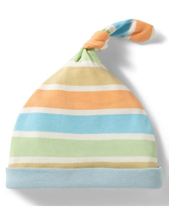 Babyhug 100% Cotton Knit Striped & Animal Printed Caps Pack of 2 Multicolor - Diameter 17 cm
