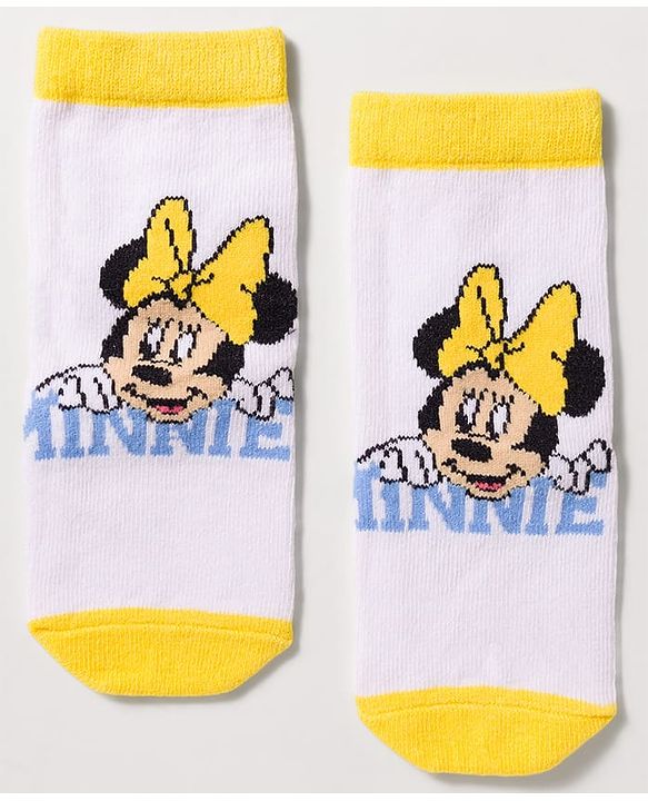 Cute Walk by Babyhug Disney Knit Ankle Length Antibacterial Socks with Minnie Mouse Design Pack of 3 - Multicolor