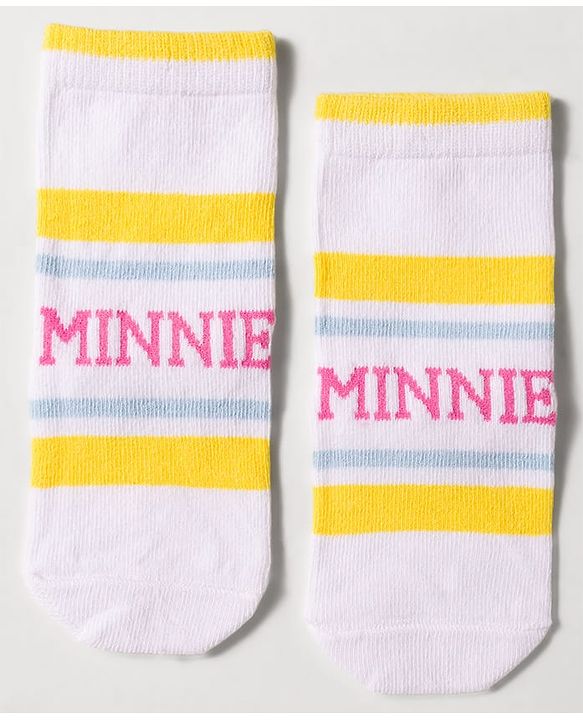 Cute Walk by Babyhug Disney Knit Ankle Length Antibacterial Socks with Minnie Mouse Design Pack of 3 - Multicolor