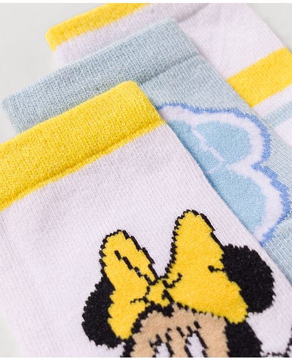 Cute Walk by Babyhug Disney Knit Ankle Length Antibacterial Socks with Minnie Mouse Design Pack of 3 - Multicolor