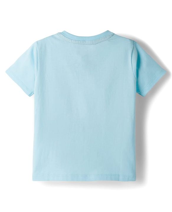 Babyhug Disney Single Jersey Knit Half Sleeves T-Shirt with Mickey Mouse Graphic - Light Blue