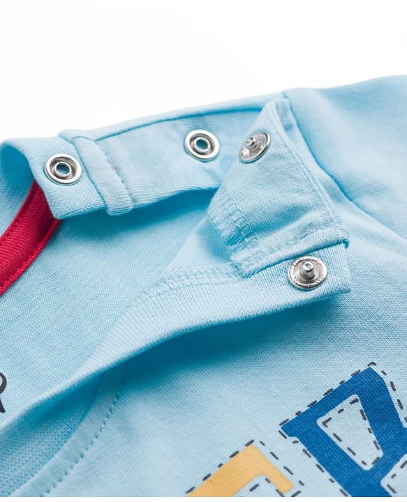 Babyhug Disney Single Jersey Knit Half Sleeves T-Shirt with Mickey Mouse Graphic - Light Blue