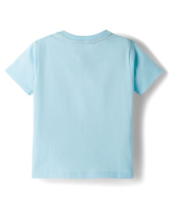 Babyhug Disney Single Jersey Knit Half Sleeves T-Shirt with Mickey Mouse Graphic - Light Blue